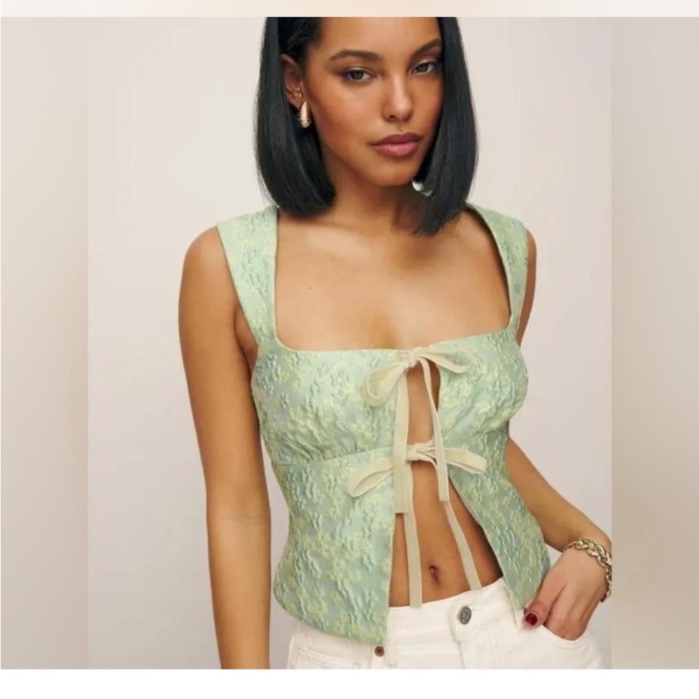 Reformation Azalea blouse in Seagram